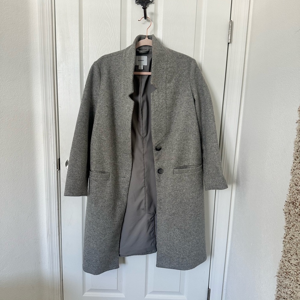 small H&M wool like grey trench coat